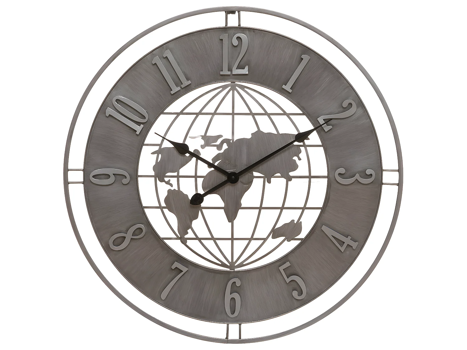 Pendule murale Monde en Métal Gris industriel D 68 cm