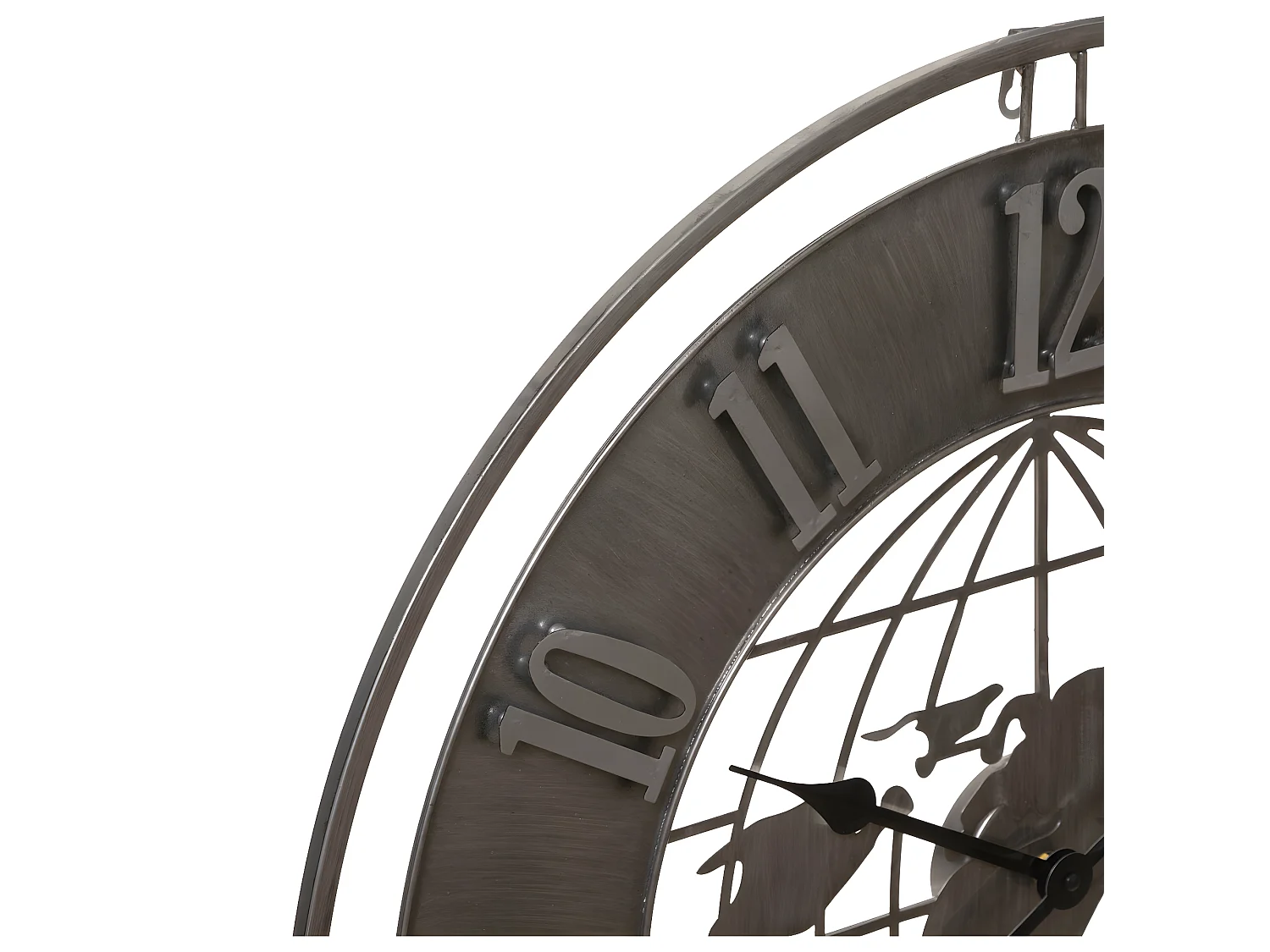 Pendule murale Monde en Métal Gris industriel D 68 cm