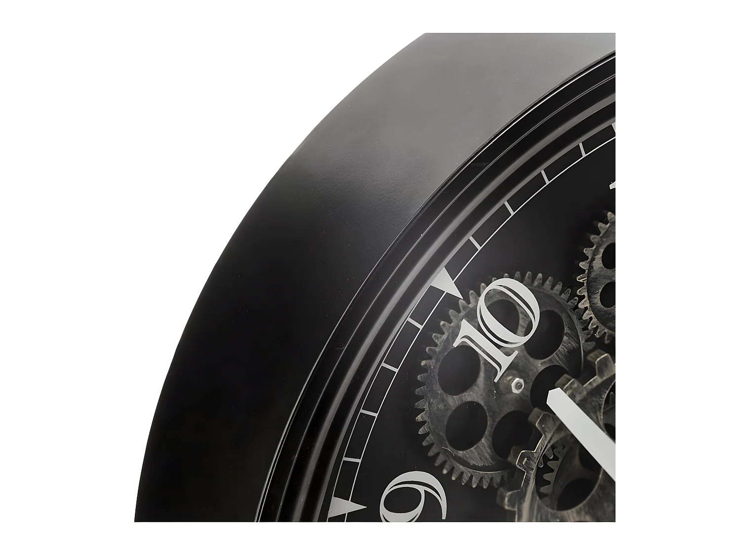 Pendule murale en métal noir mécanisme en mouvement  D 37 cm