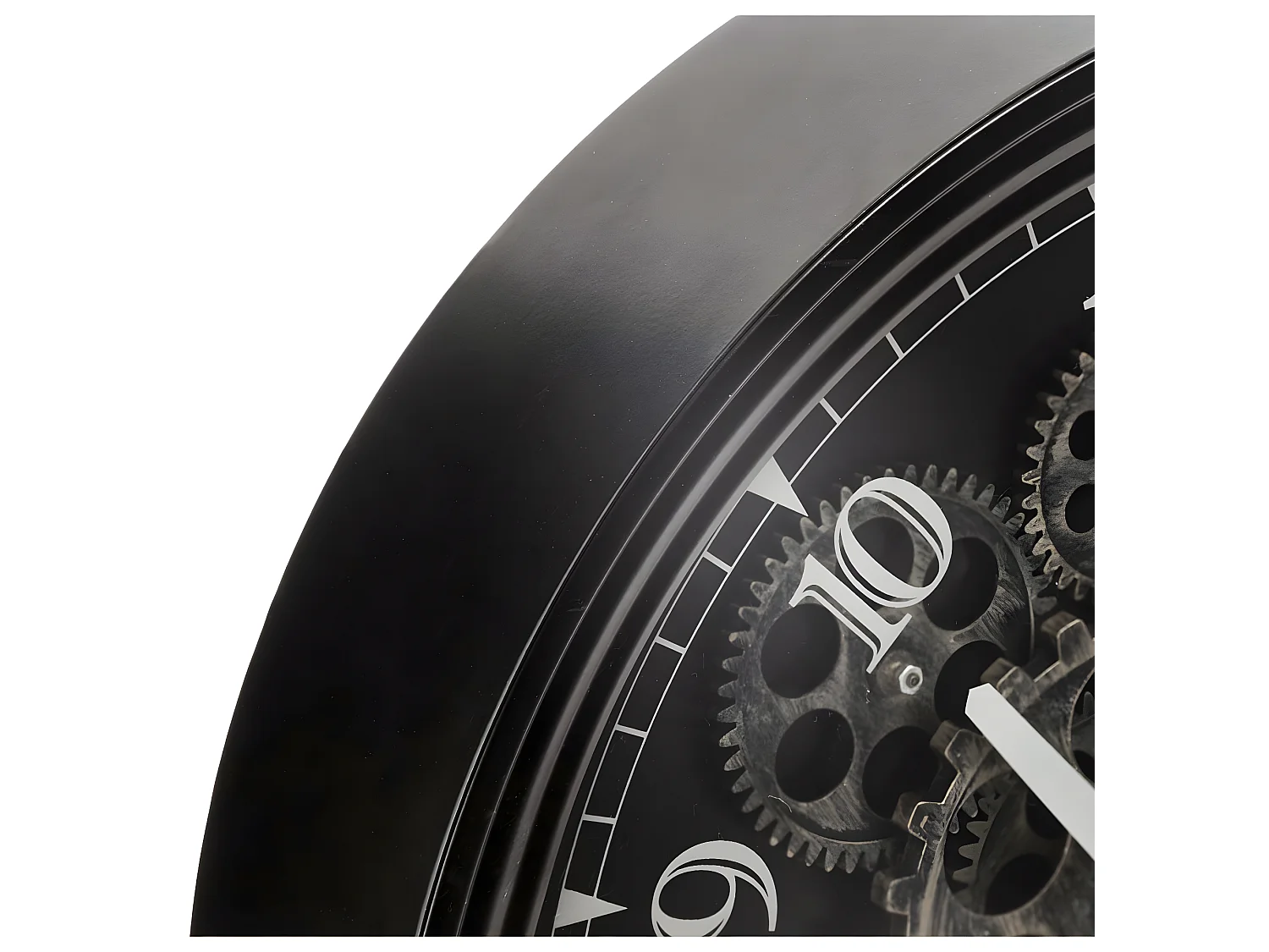 Pendule murale en métal noir mécanisme en mouvement  D 37 cm