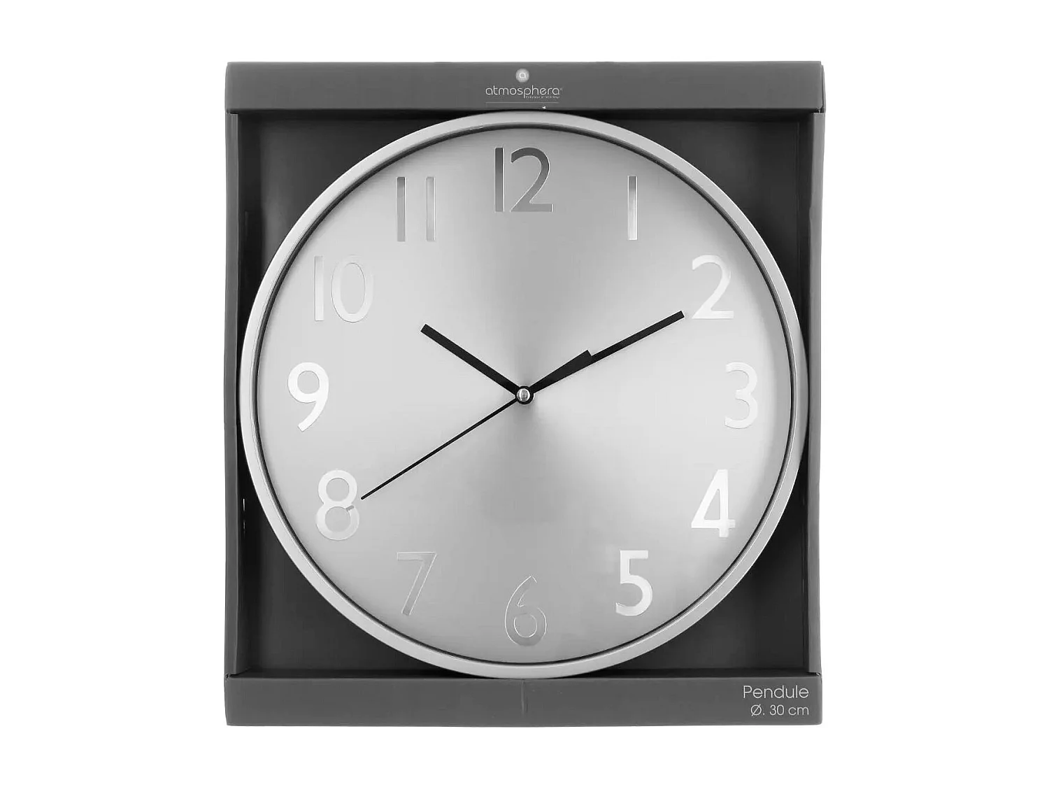 Pendule murale moderne Argent D 30 cm