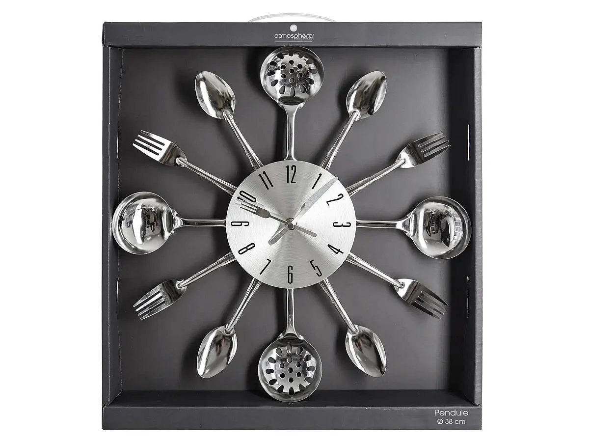 Pendule murale en métal déco cuisine D 38 cm