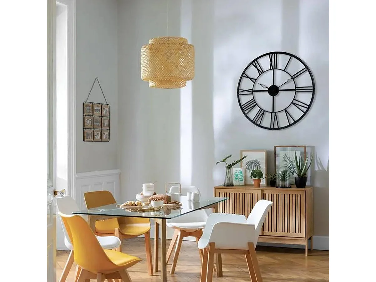 Pendule murale en métal Vintage Industriel noir D 36,5 cm