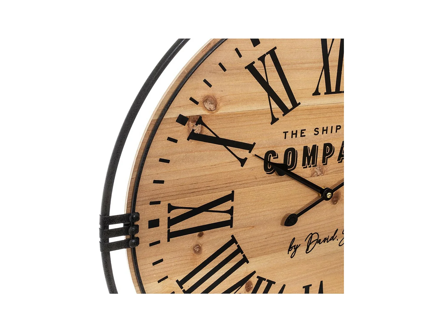 Pendule murale silencieuse en bois et métal D 58 cm