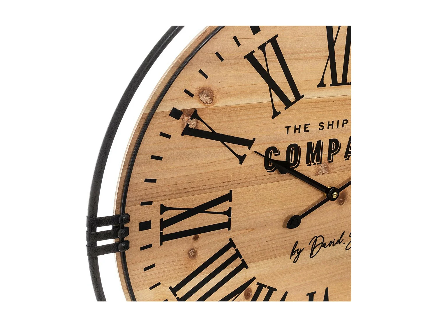 Pendule murale silencieuse en bois et métal D 58 cm