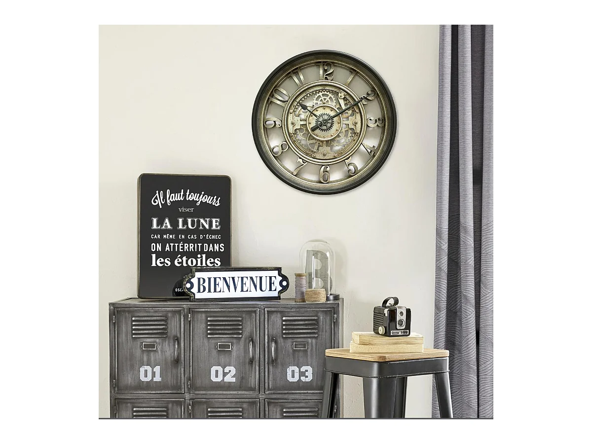 Pendule murale avec mécanisme apparent D 51 cm