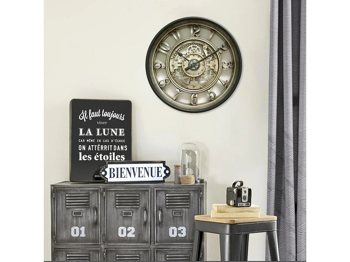 Pendule murale avec mécanisme apparent D 51 cm