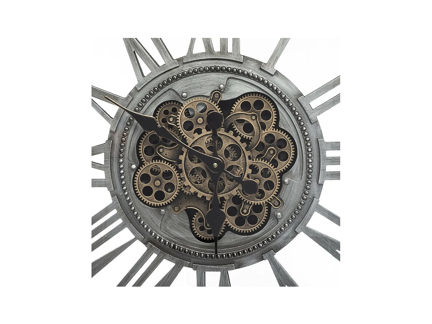 Metalen Grijze Wandklok met Zichtbaar Mechanisme 80 x 80 cm