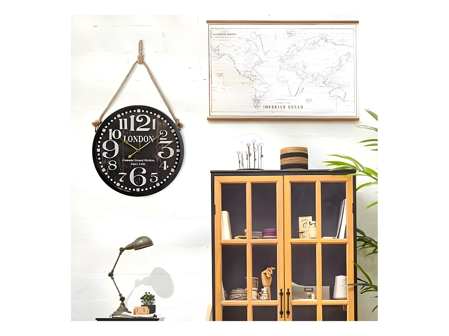 Pendule murale en métal et corde D 52 cm