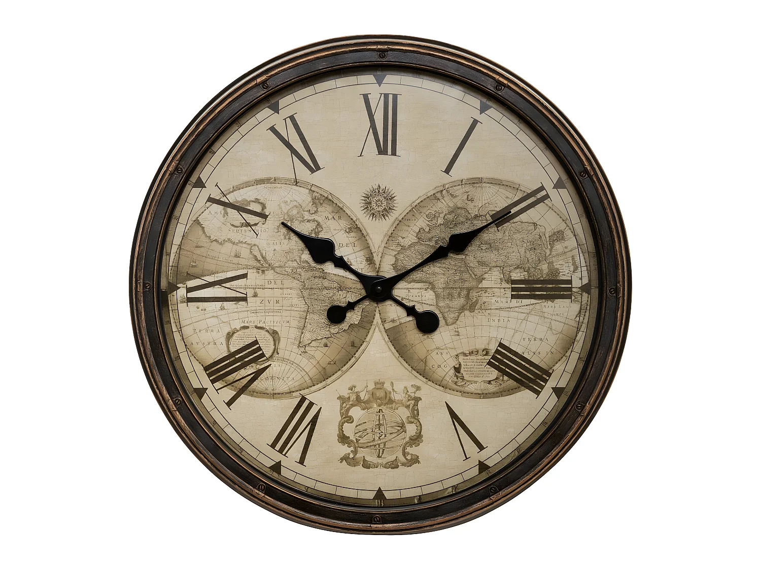 Pendule murale silencieuse déco Monde D 51 cm