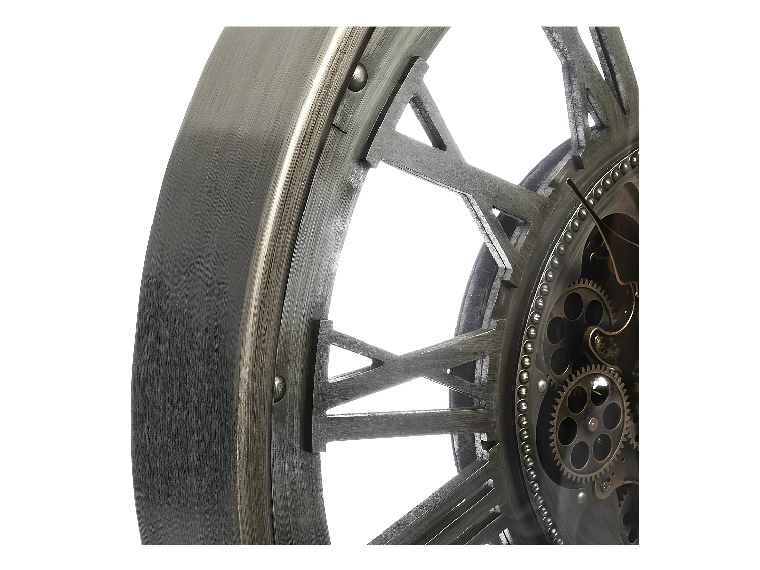 Wandklok met Zichtbaar Mechanisme van Verouderd Metaal 80 cm Diameter