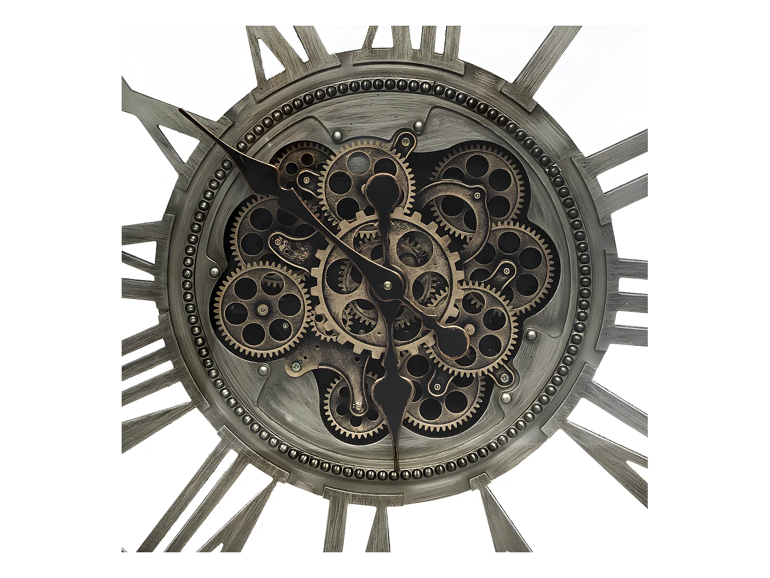 Wandklok met Zichtbaar Mechanisme van Verouderd Metaal 80 cm Diameter