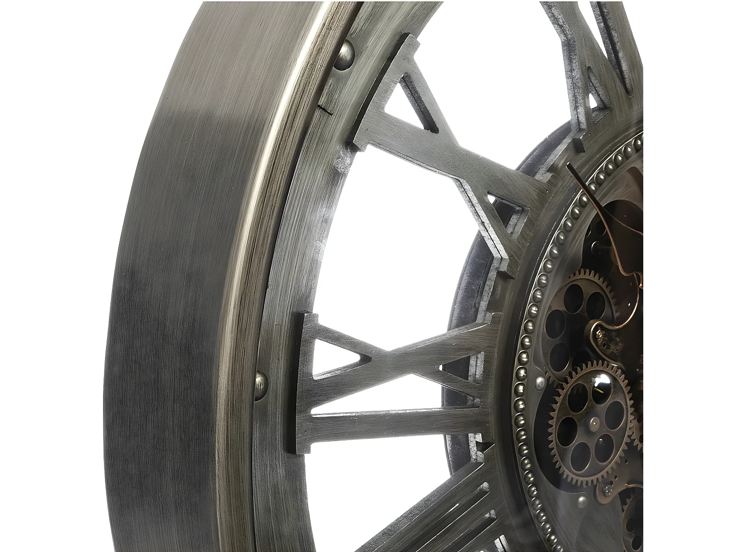 Wanduhr mit Sichtbarem Mechanismus aus Gealtertem Metall 80 cm Durchmesser