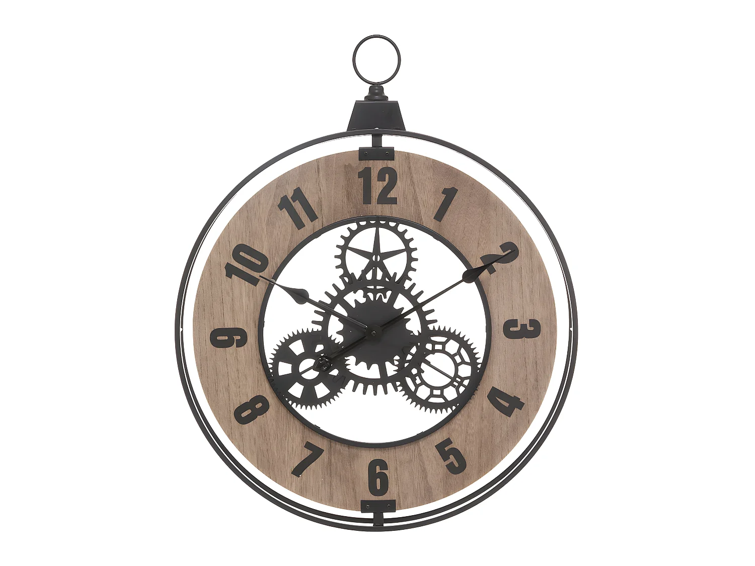 Pendule murale en Métal et Bois esprit Vintage 57 x 70 cm