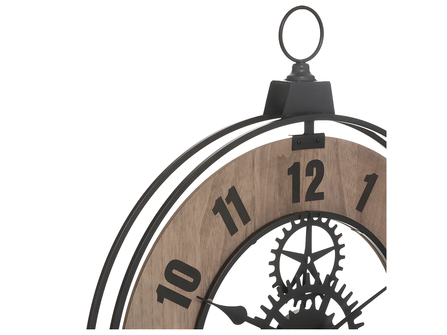 Pendule murale en Métal et Bois esprit Vintage 57 x 70 cm