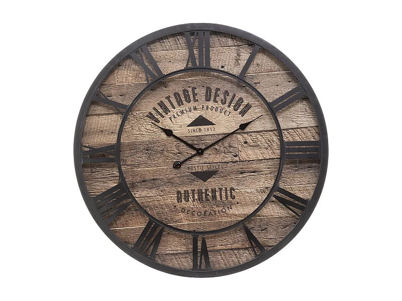 Grande Pendule murale en métal industriel Vintage design D 80 cm