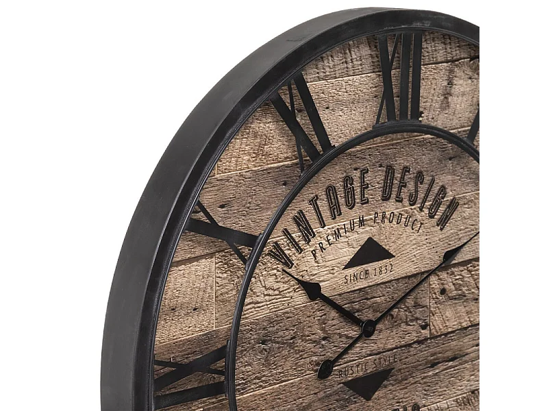 Grande Pendule murale en métal industriel Vintage design D 80 cm