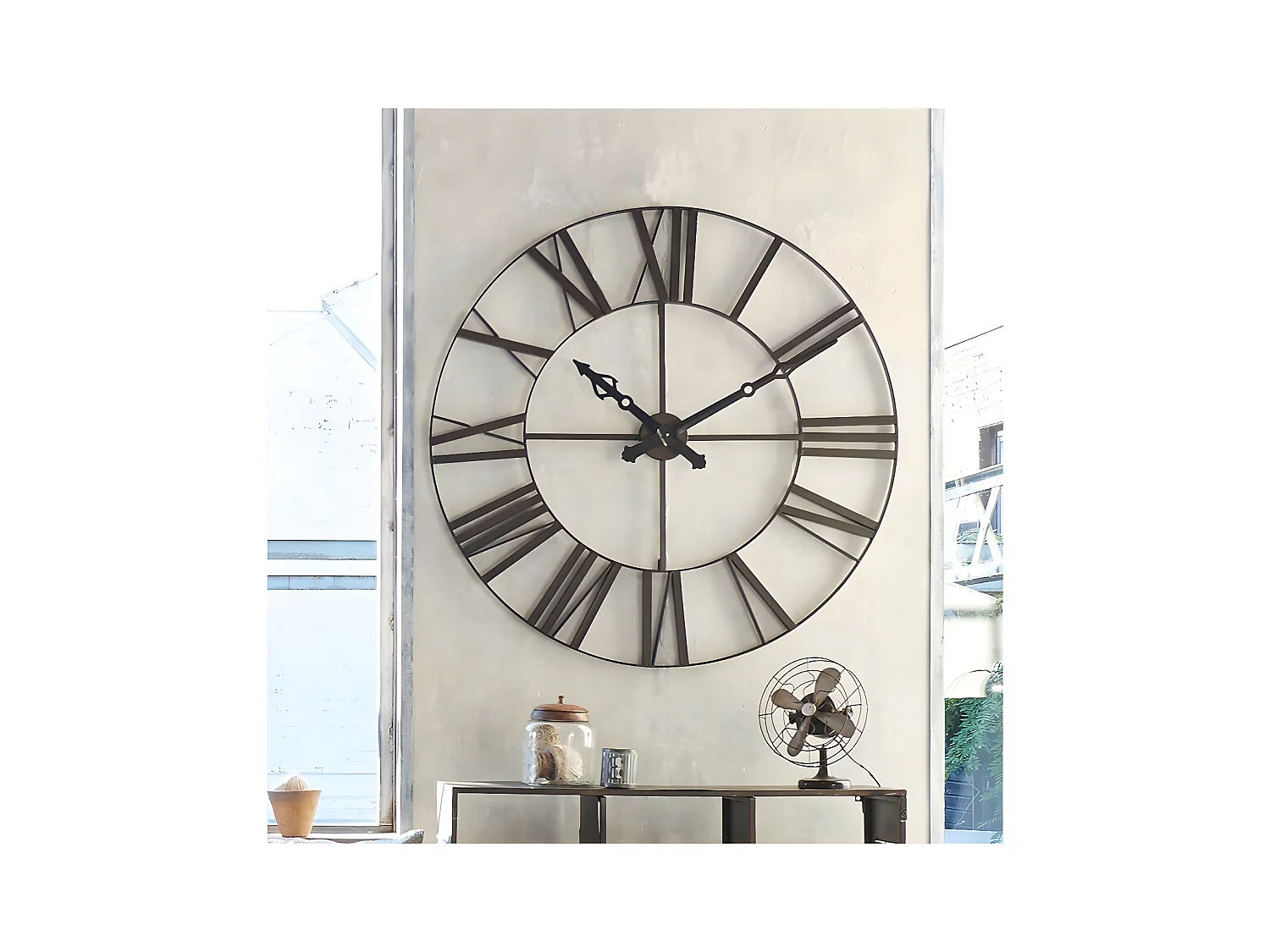 Pendule murale Vintage en métal Noir D 70 cm