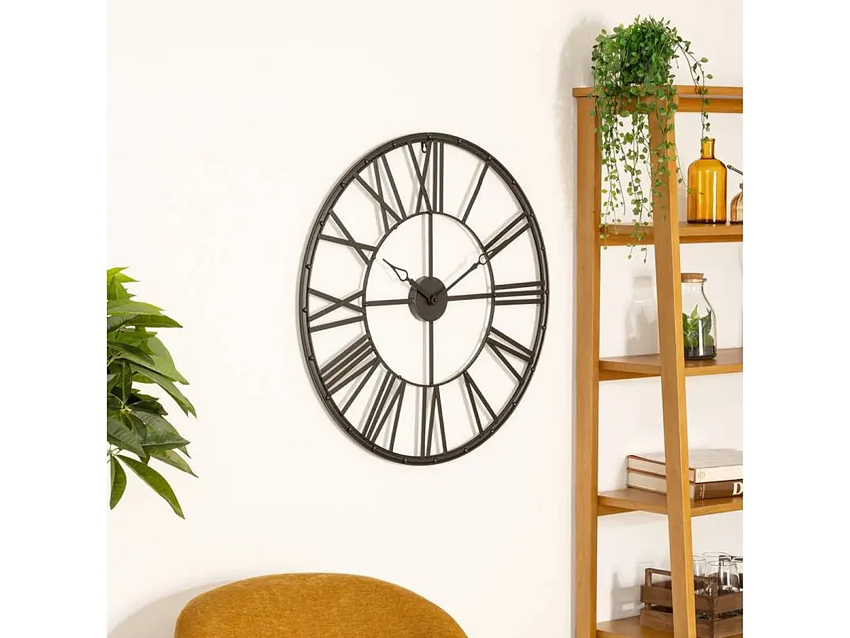 Pendule murale Vintage en métal Noir D 70 cm