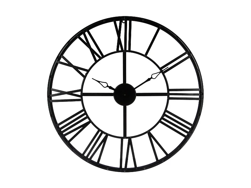 Pendule murale Vintage en métal Noir D 70 cm