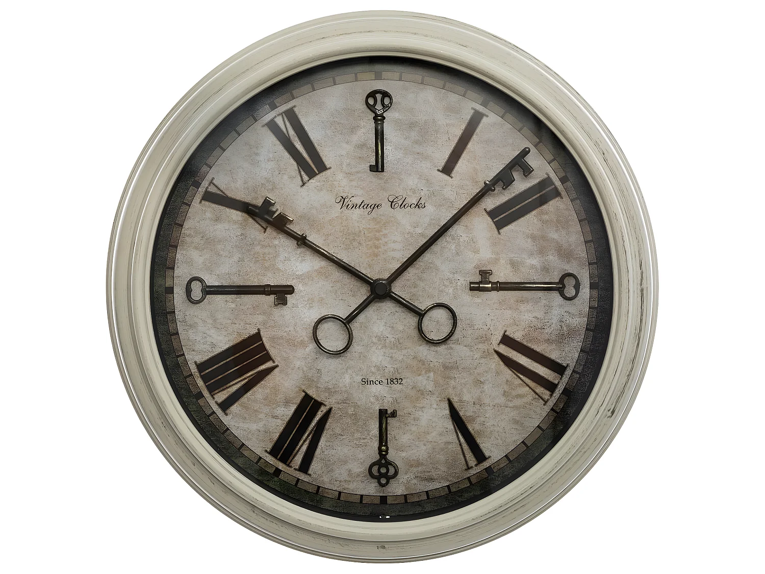 Pendule murale Aiguilles en forme de Clef D 39 cm