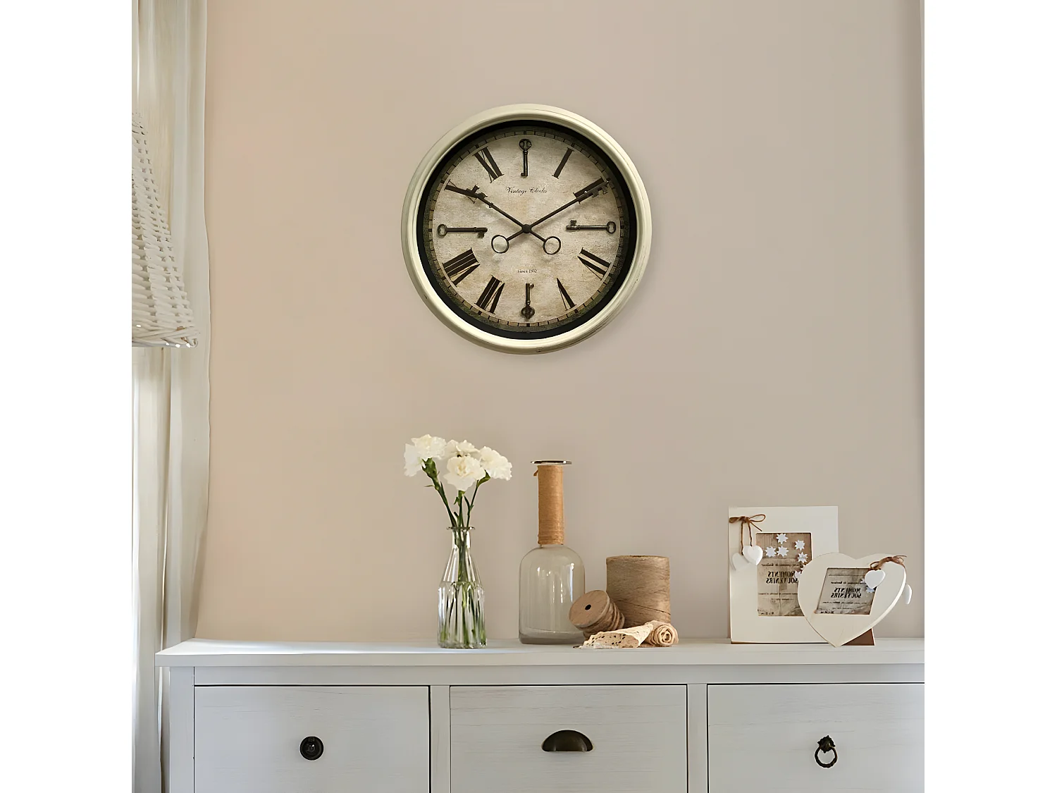 Pendule murale Aiguilles en forme de Clef D 39 cm