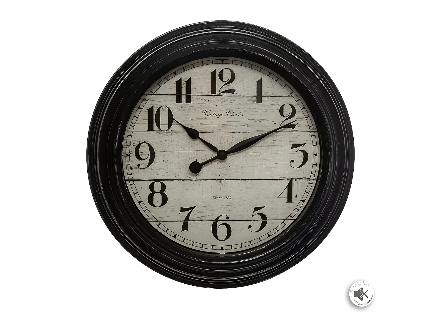 Pendule murale Moulure Noir D 29 cm