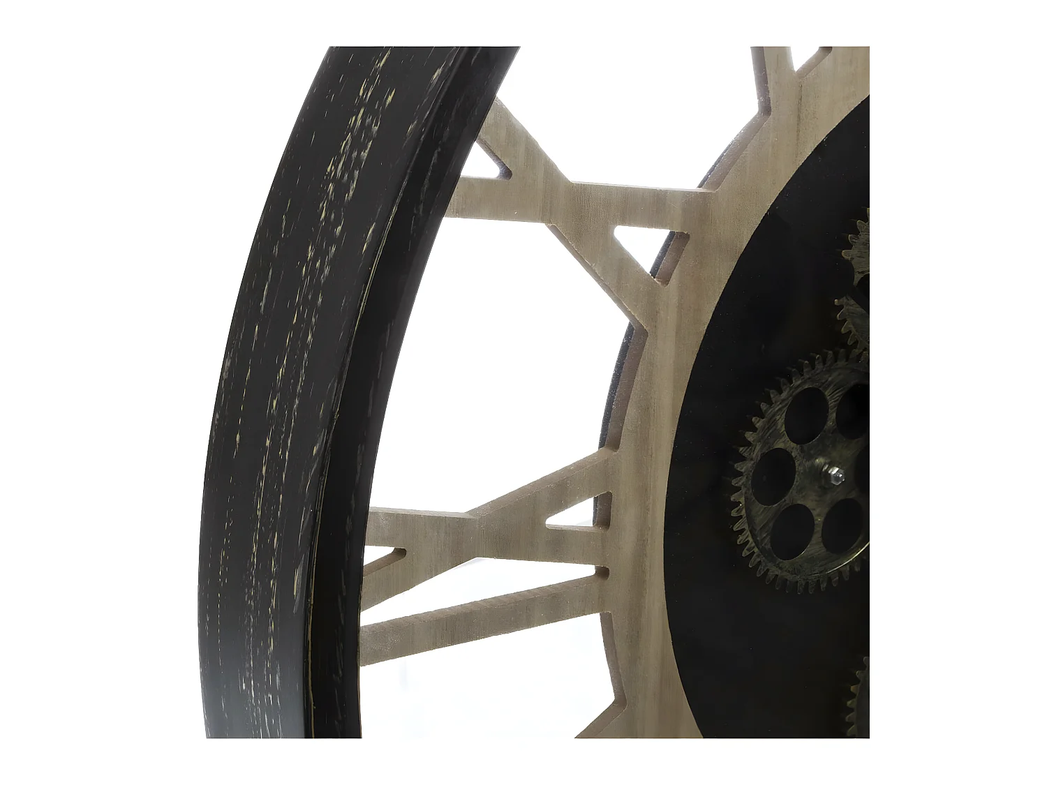 Pendule murale en Métal et Bois avec mécanisme apparent D 57 cm