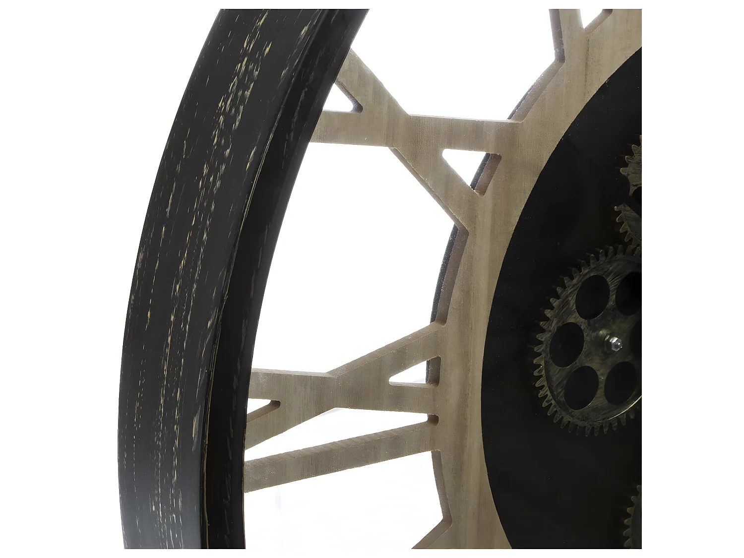 Pendule murale en Métal et Bois avec mécanisme apparent D 57 cm