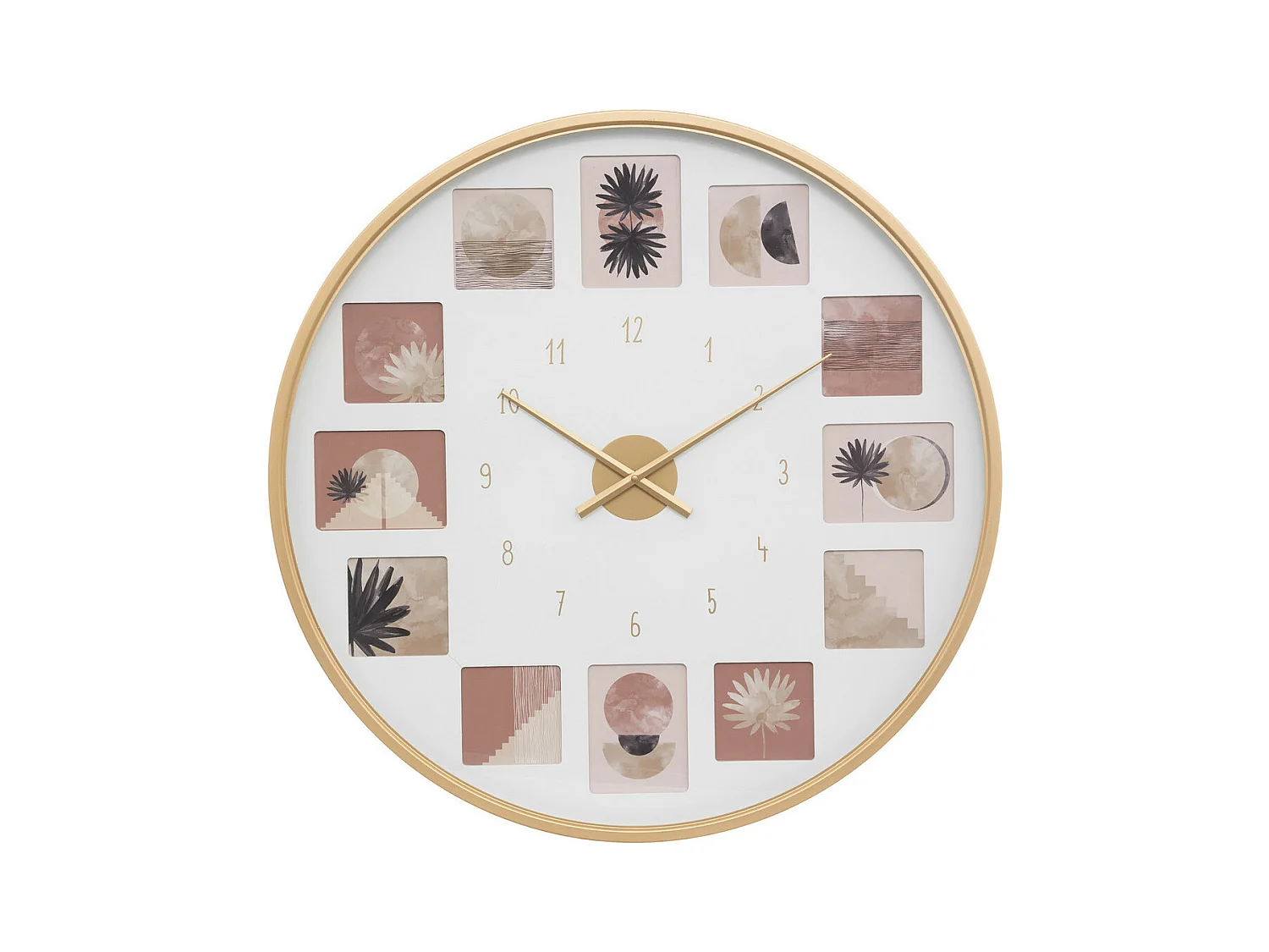 Wanduhr Pêle-mêle aus goldenem Metall Atmosphera D 76,5 cm