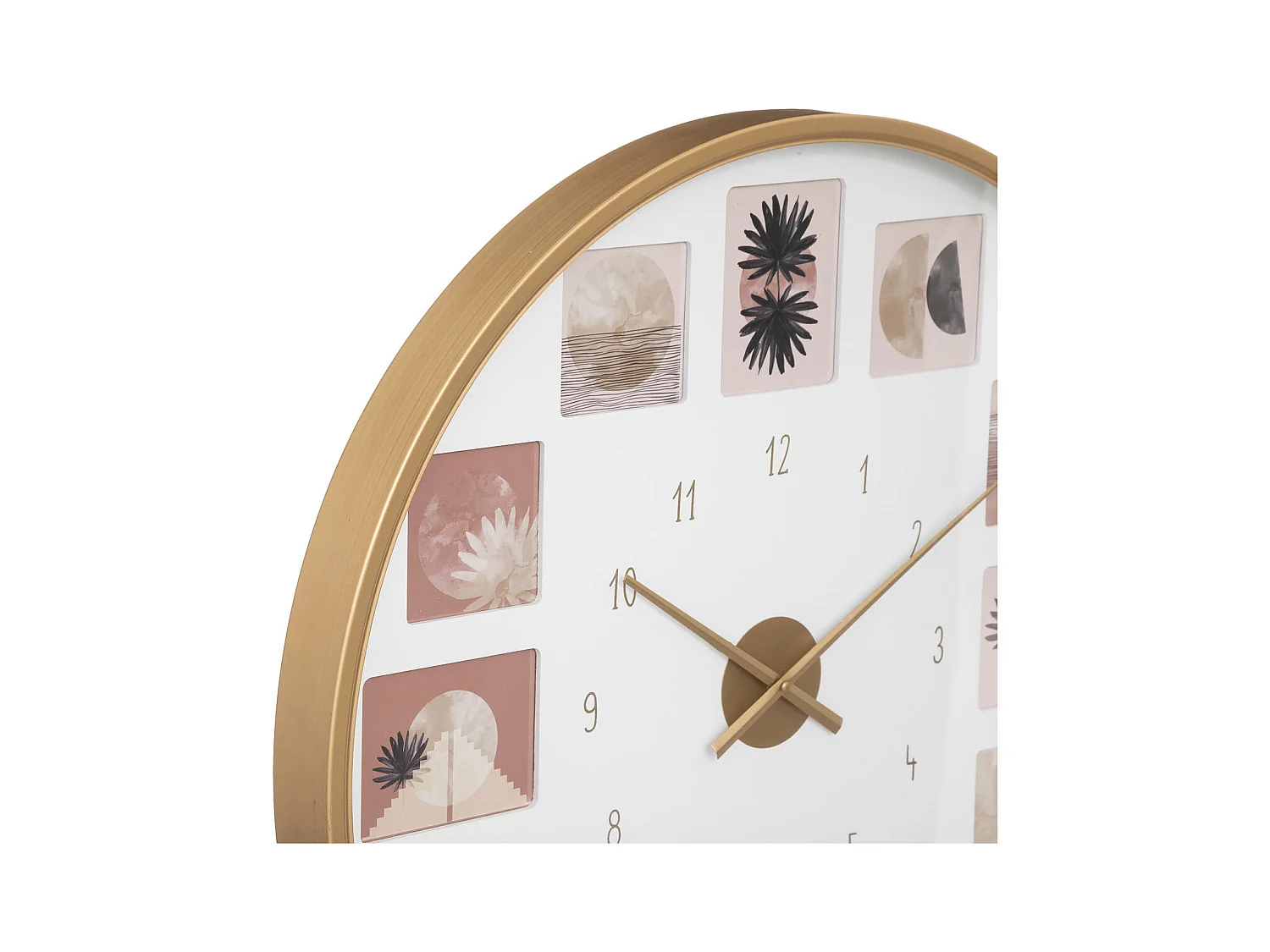 Wanduhr Pêle-mêle aus goldenem Metall Atmosphera D 76,5 cm