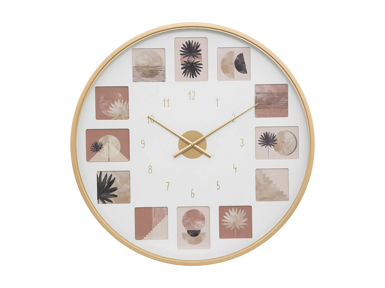 Pendule murale Pêle-mêle en Métal Doré D 76,5 cm