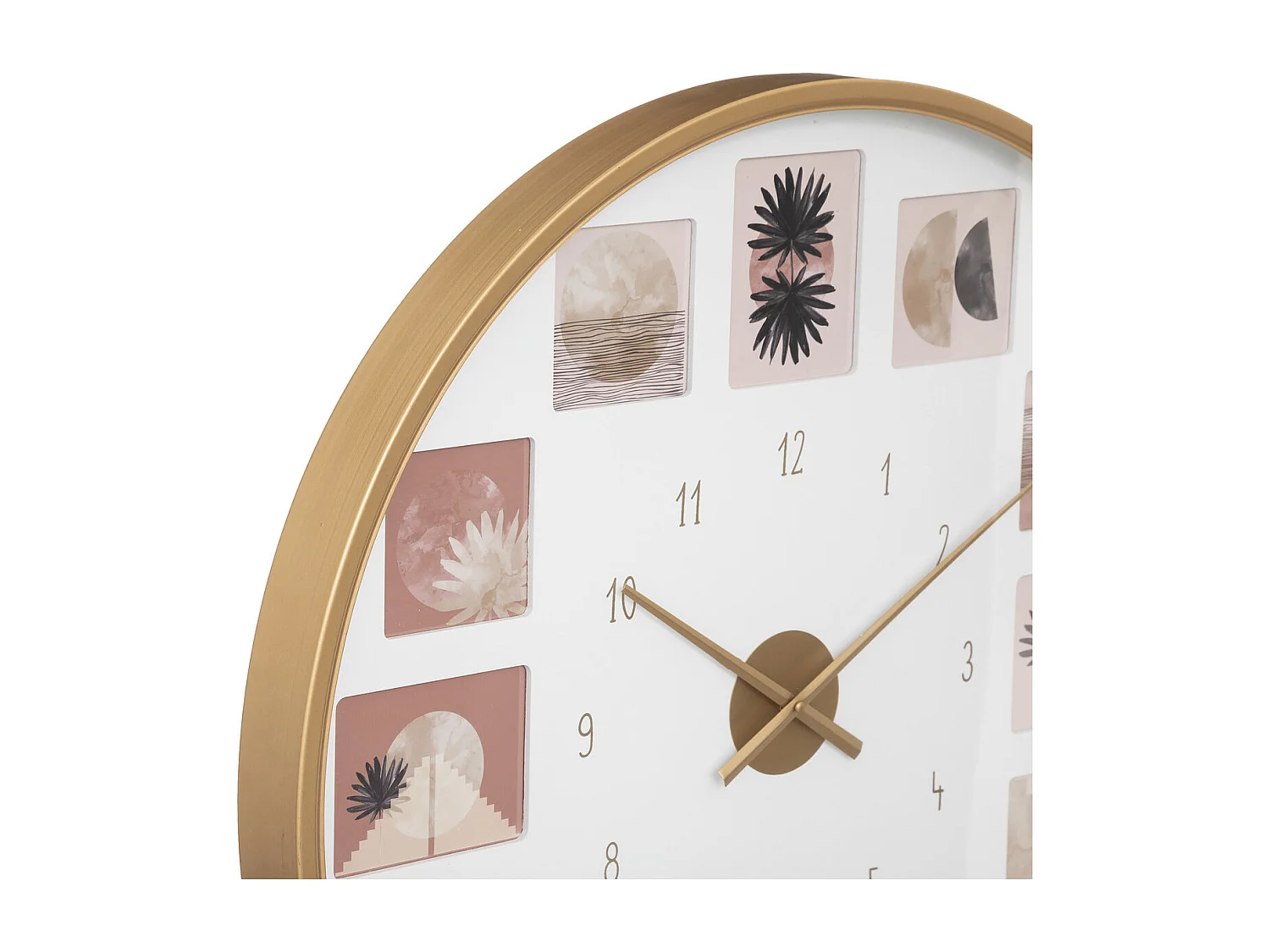 Pendule murale Pêle-mêle en Métal Doré D 76,5 cm