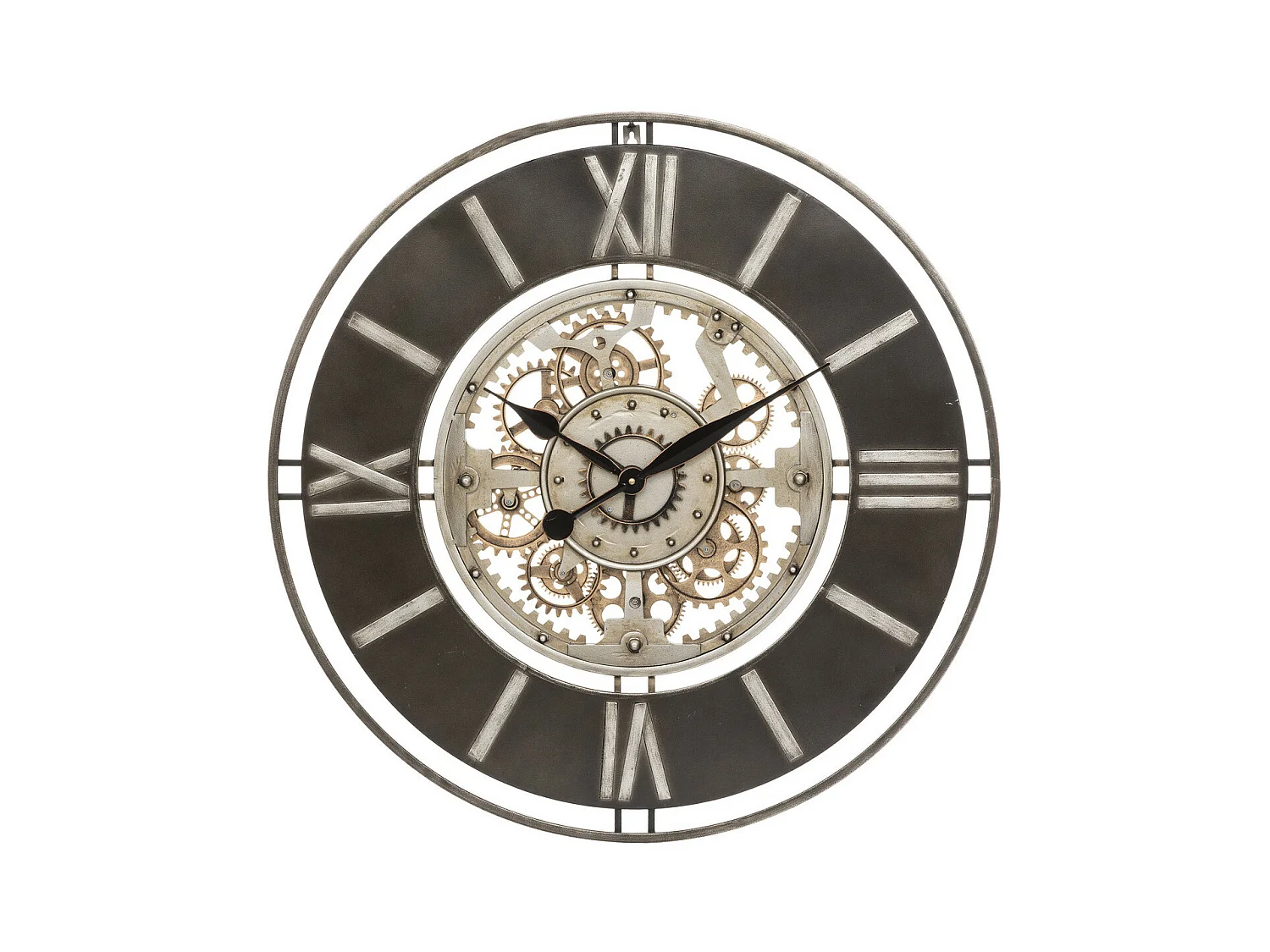 Grande Pendule murale en Métal Doré D 70 cm