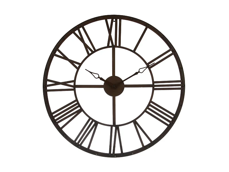 Pendule murale Vintage en métal Marron D 70 cm