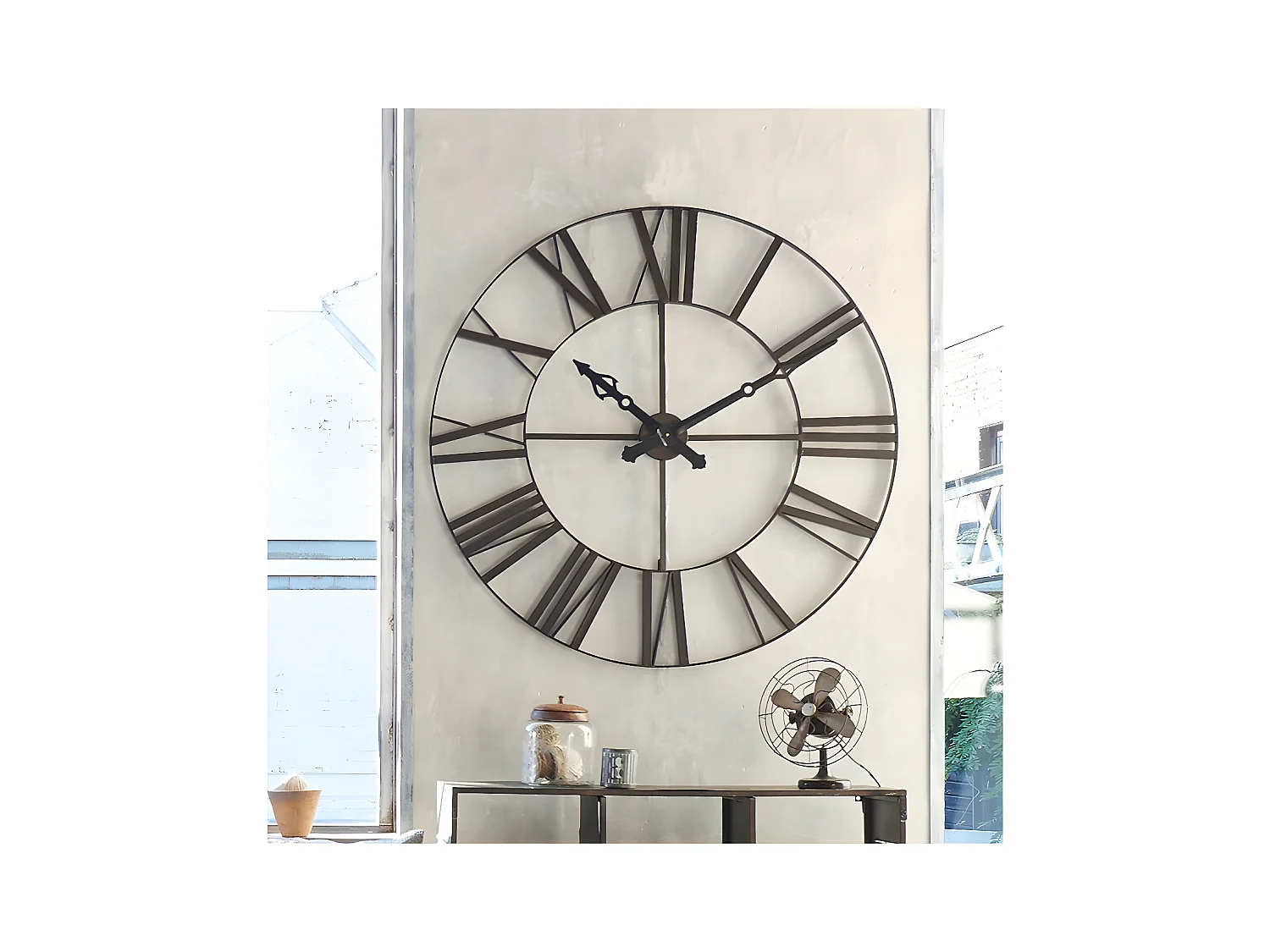 Pendule murale Vintage en métal Marron D 70 cm