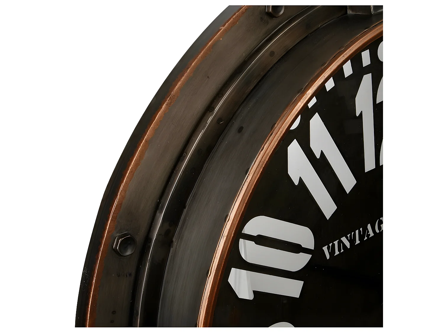 Grande Pendule murale en métal forme Hublot D 73.5 cm