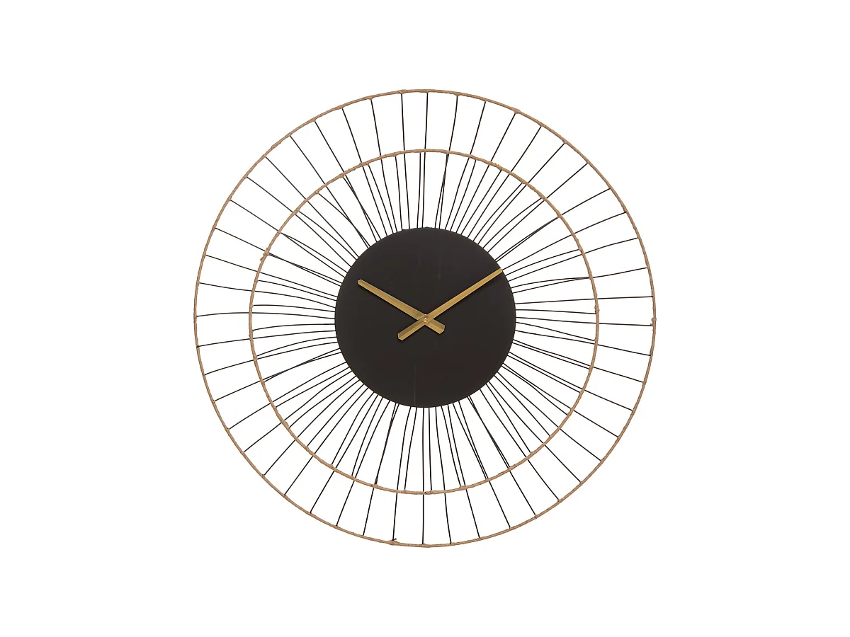 Orologio da Parete in Metallo Dorato e Nero D 69,5 cm Atmosphera