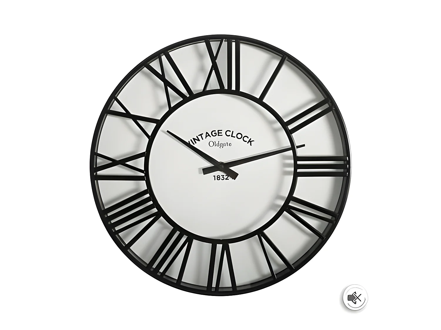 Pendule murale noir rétro et vintage D 35 cm