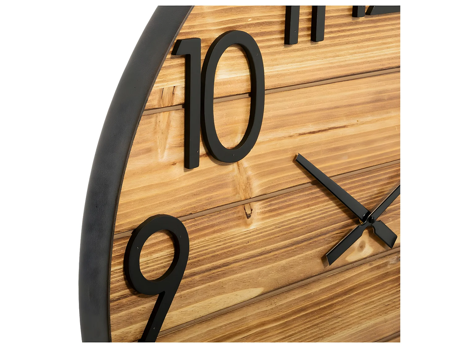 Grande Pendule murale silencieuse en Bois et Métal 3D D 70 cm