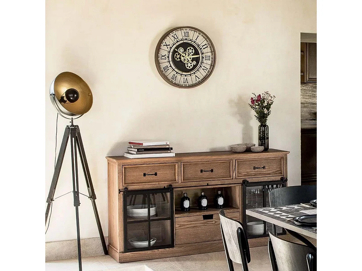 Pendule murale rétro en Métal D 57 cm