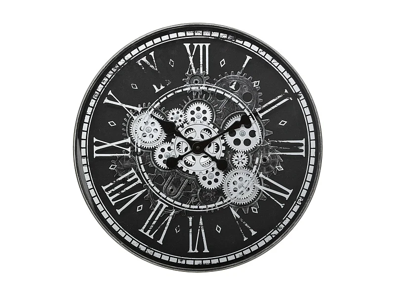 Pendule murale style rétro aspect vieilli D 50.8 cm