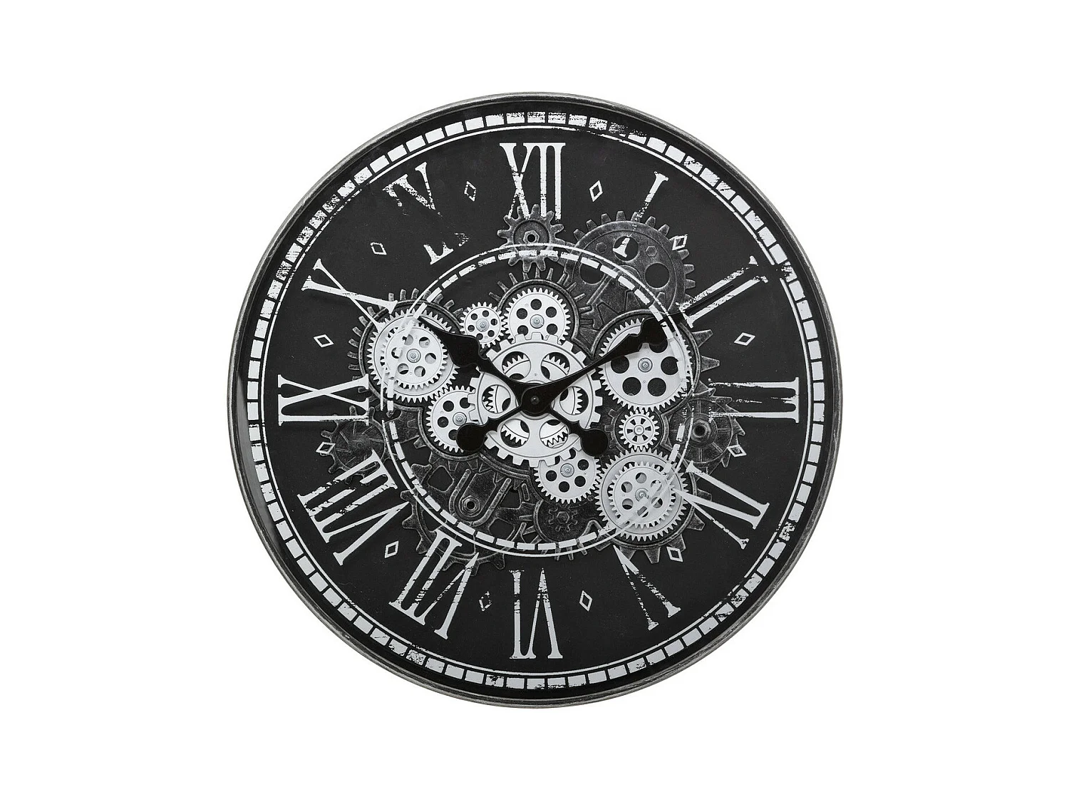 Pendule murale style rétro aspect vieilli D 50.8 cm