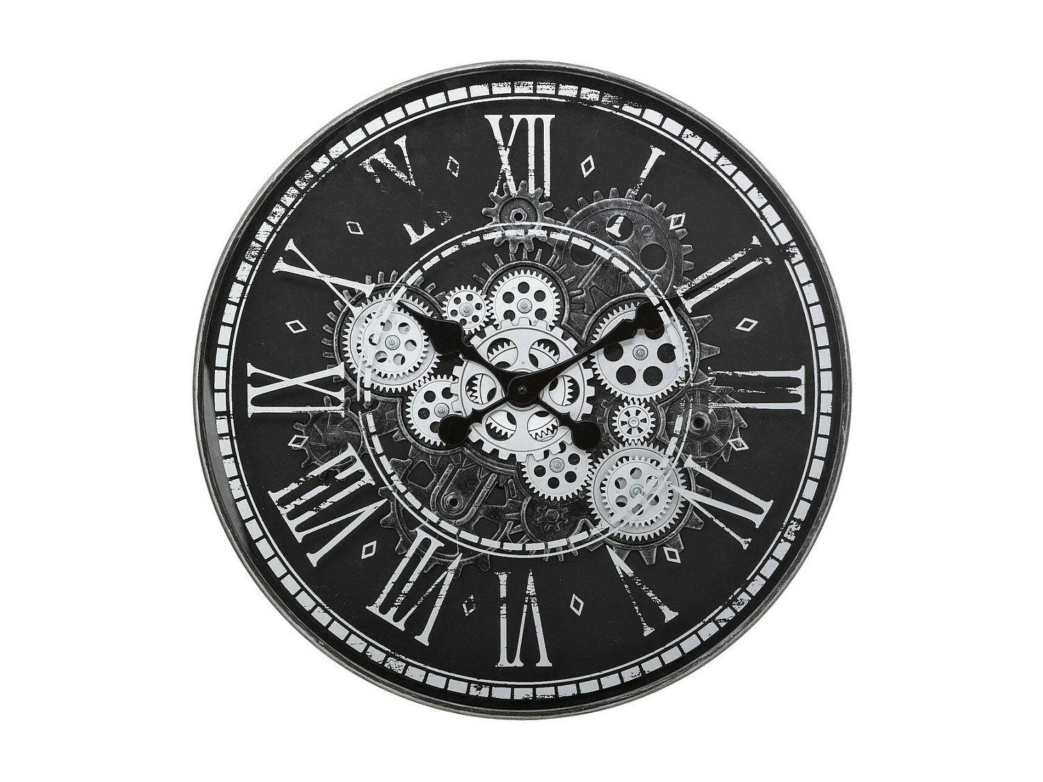 Pendule murale style rétro aspect vieilli D 50.8 cm