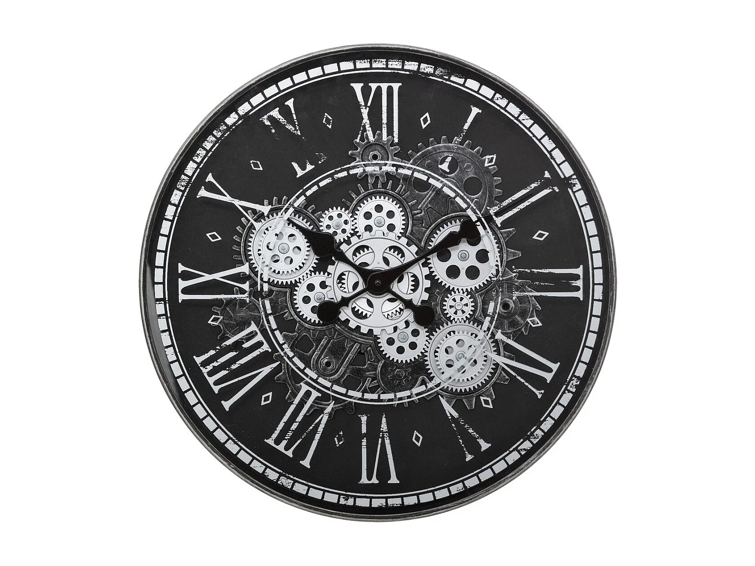 Pendule murale style rétro aspect vieilli D 50.8 cm