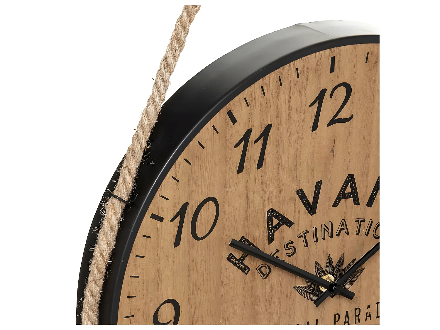 Pendule murale forme poulie en Bois et Métal D 40 cm