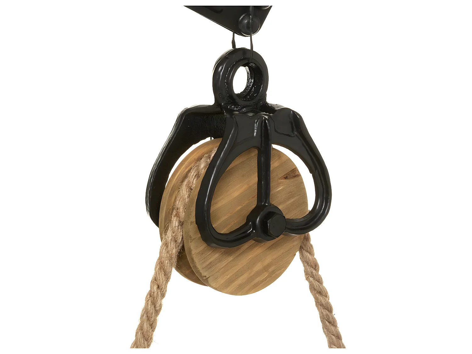 Pendule murale forme poulie en Bois et Métal D 40 cm