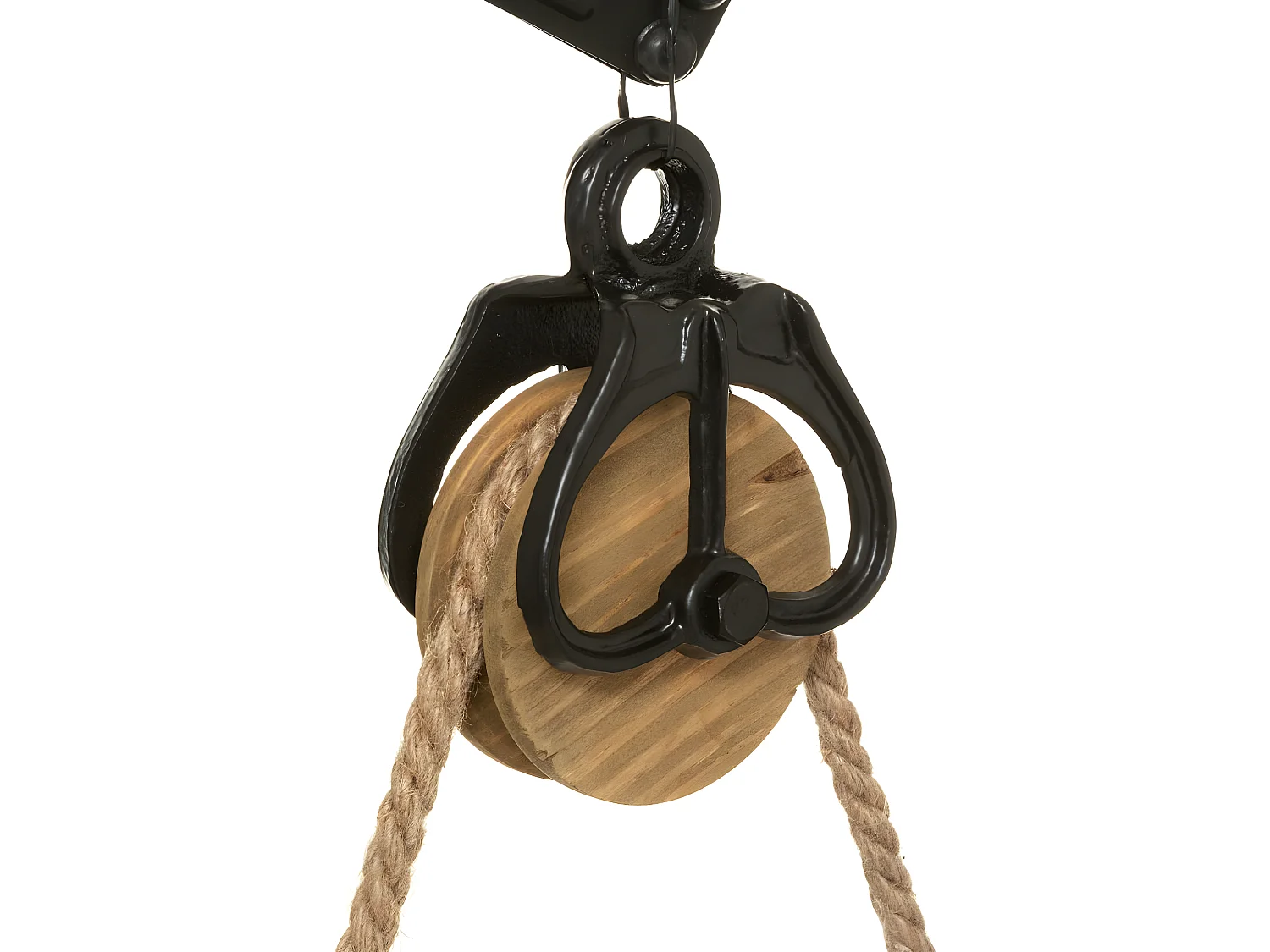 Pendule murale forme poulie en Bois et Métal D 40 cm