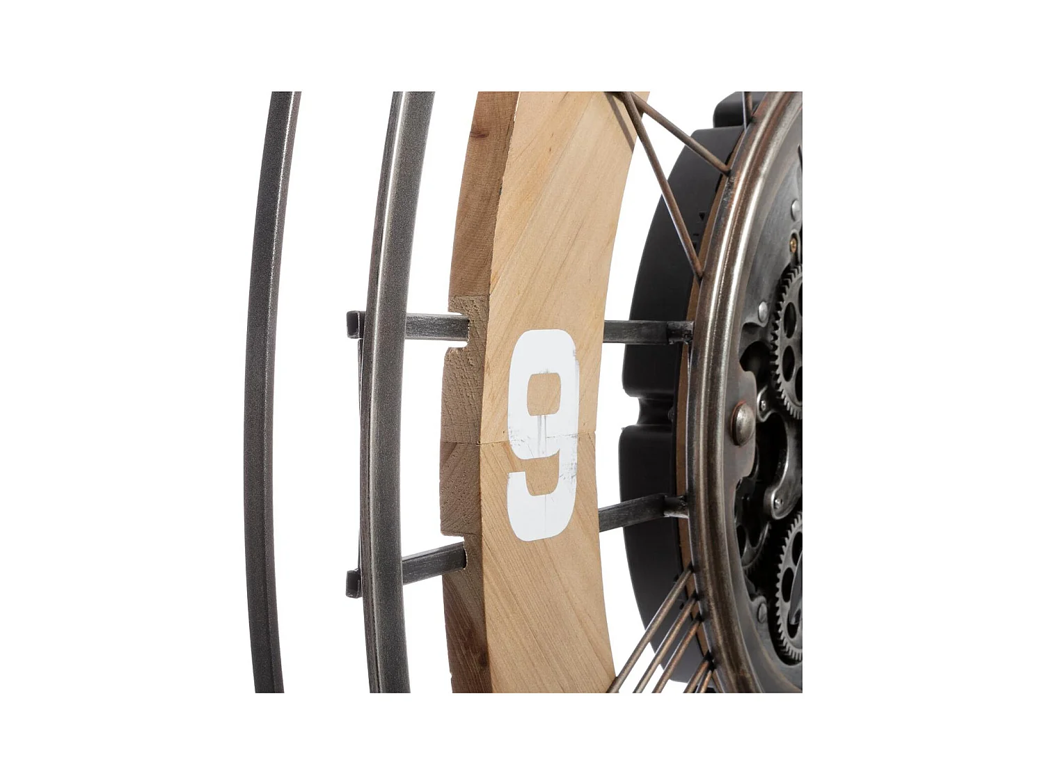 Gran Reloj de Pared Silencioso de Metal y Madera D 90 cm Multicolor