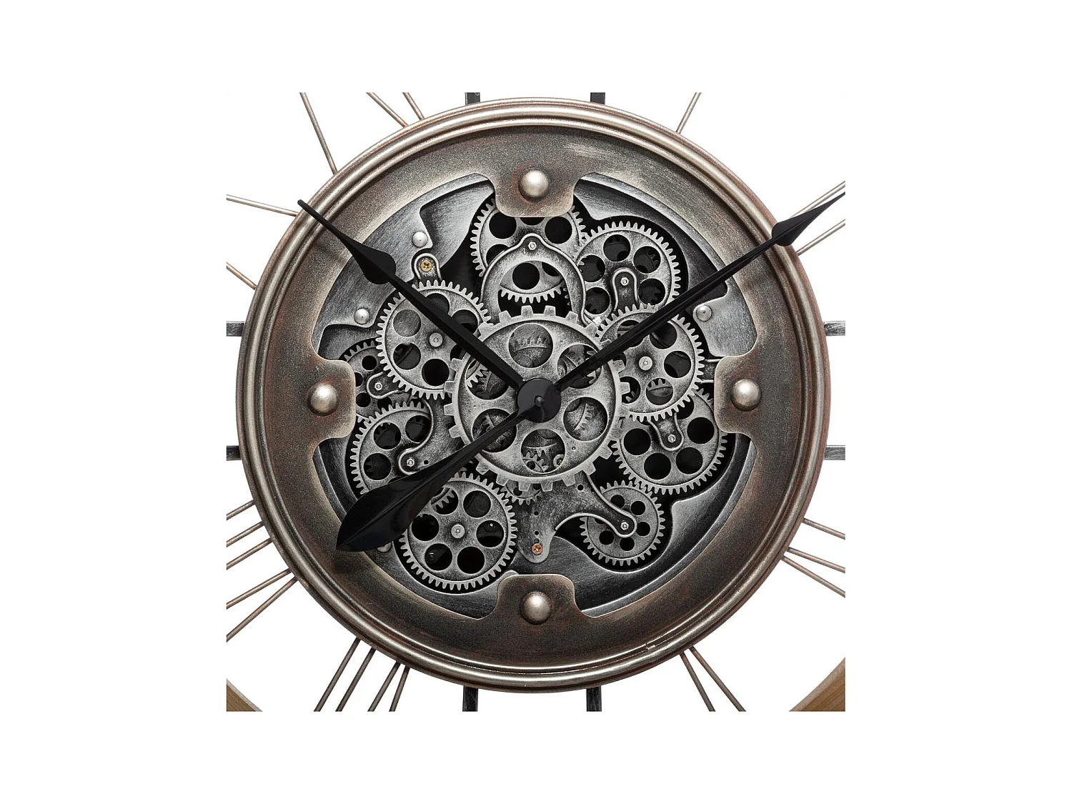 Gran Reloj de Pared Silencioso de Metal y Madera D 90 cm Multicolor